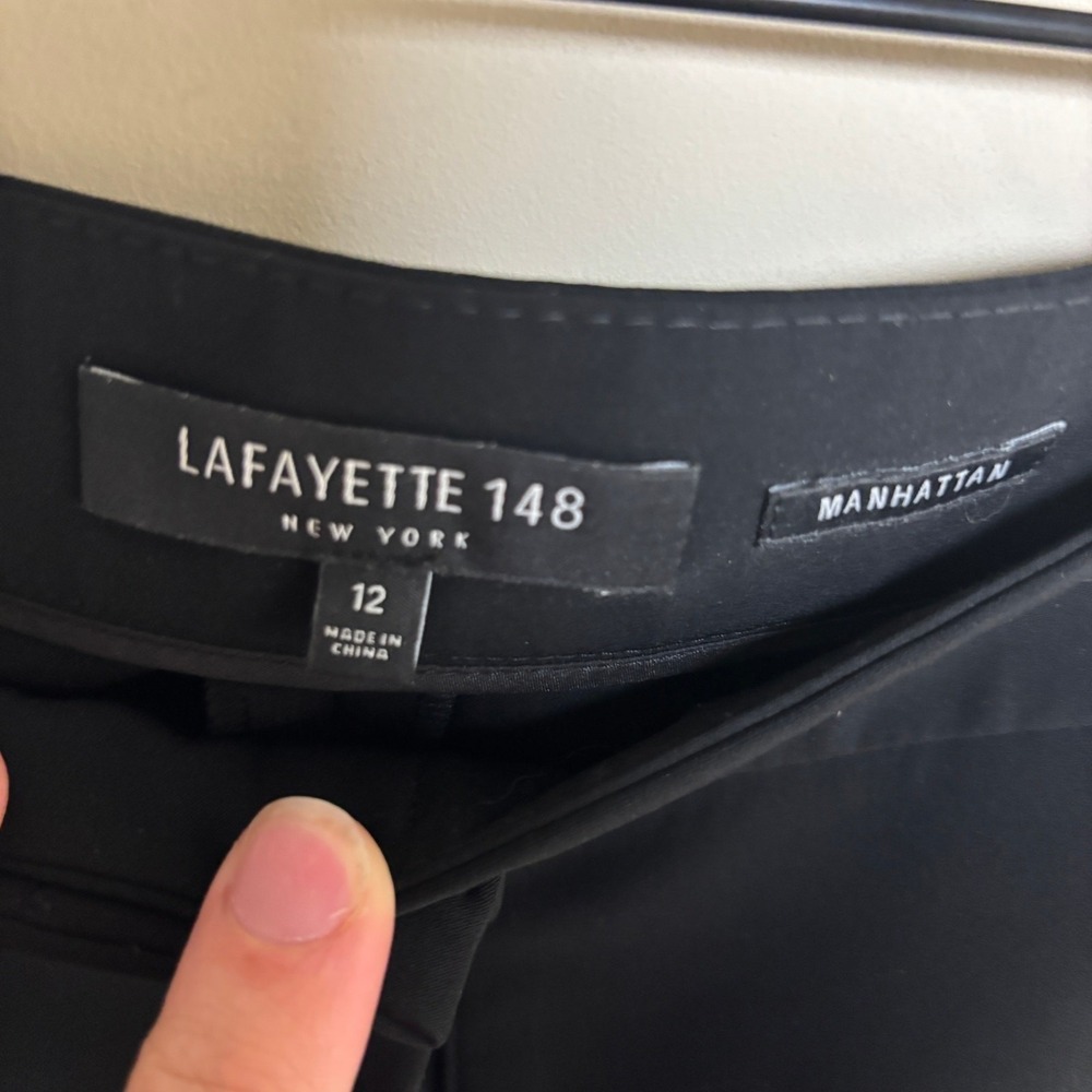 Lafayette 148 NY Manhattan Black Tapered Silver Bead Side Stripe Pants Womens 12 - Picture 8 of 9